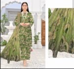 Digital Printed Lawn 3-Piece Suit Green Color