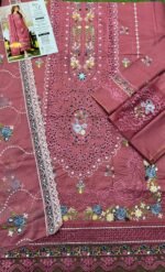 Maria.B Inspired Dusty Rose Embroidered Lawn Suit with Chiffon Dupatta - Image 2